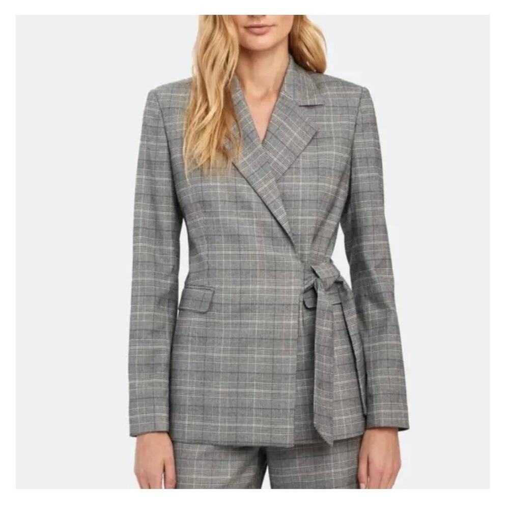 Billie The Label Women’s Plaid Wrap Blazer Sz. M grey